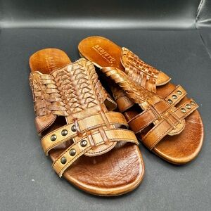 NWOT Bed|Stu Women’s Diaz Tan Woven Leather Slide Hurache Sandals Sz 9